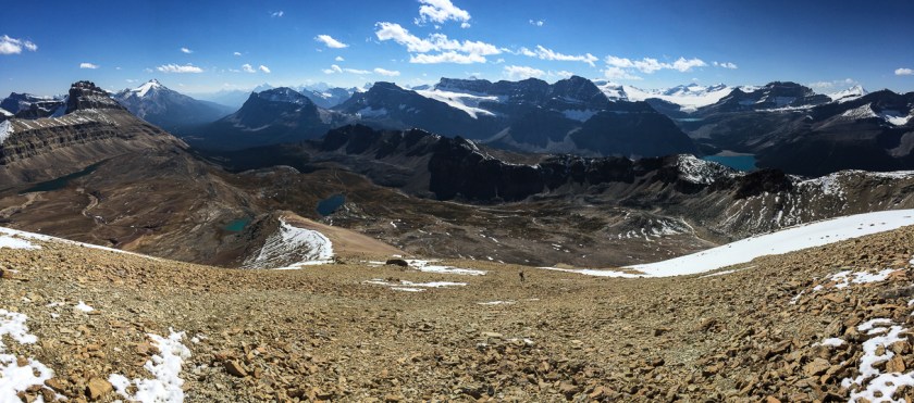 Pausing on the scree to glance at where I had come from. It's going to be a long hike back.