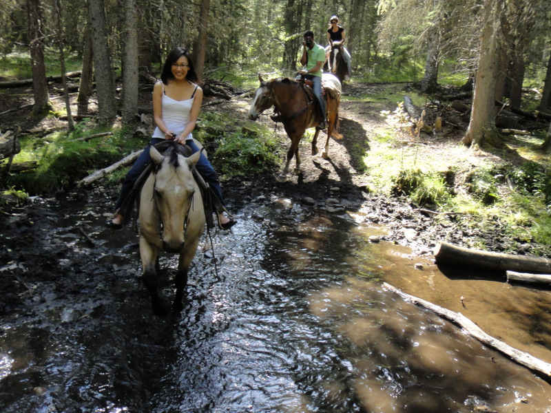 Riding through a stream
