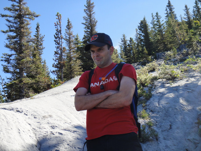 Paul is not happy to be hiking :(