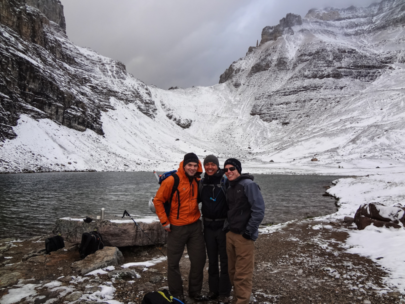 Paul, Dan and I at Eiffel Lake, before Sentinel Pass