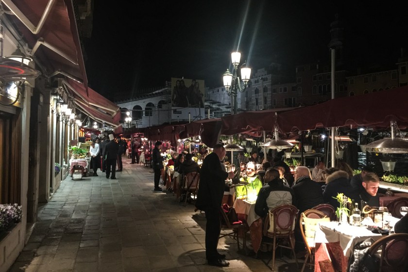 Walking along the Grand Canal at night