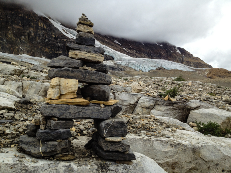 Building a cairn on the trail for all to see