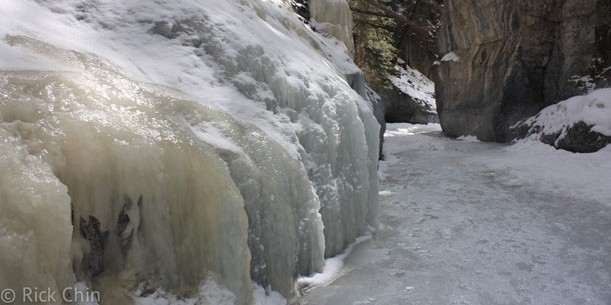Walking on the ice, Grotto Canyon, Alberta