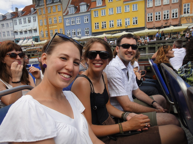 Anna, Malene and David on the canal boat tour