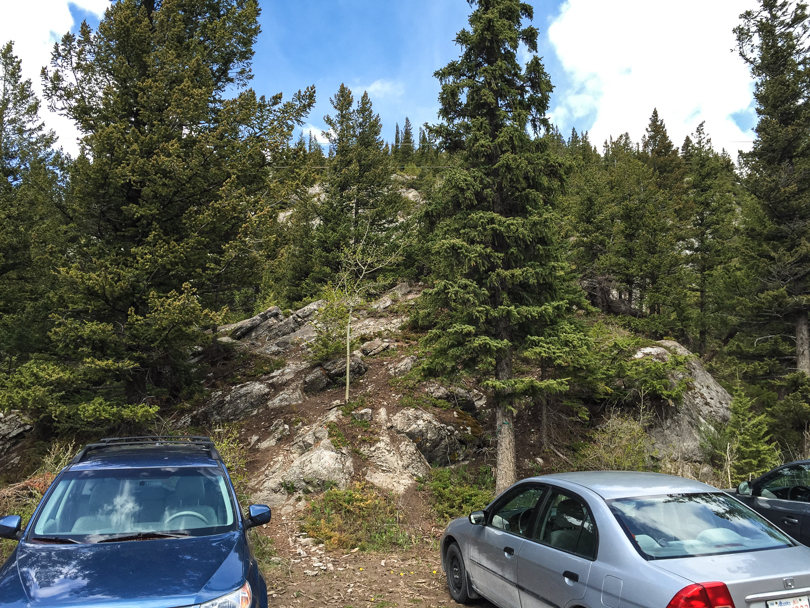 From the parking lot, head up on the rocks