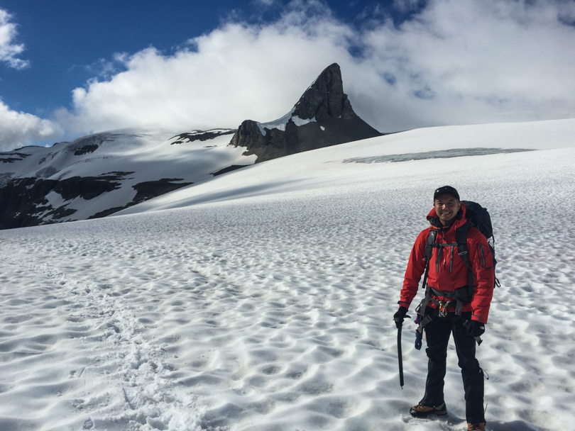 A wannabe alpinist?? That's Saint Nicholas Peak in the background.
