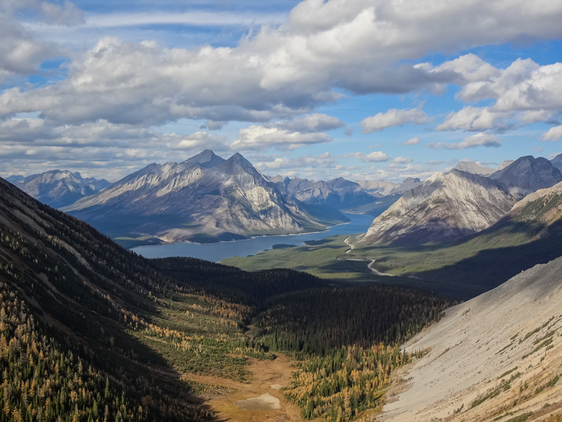 View of the Spray Lake Reservoir from the summit