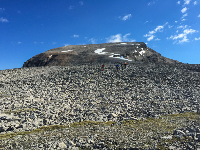 Scrambling to the top of Mount Thompson (3084 metres)