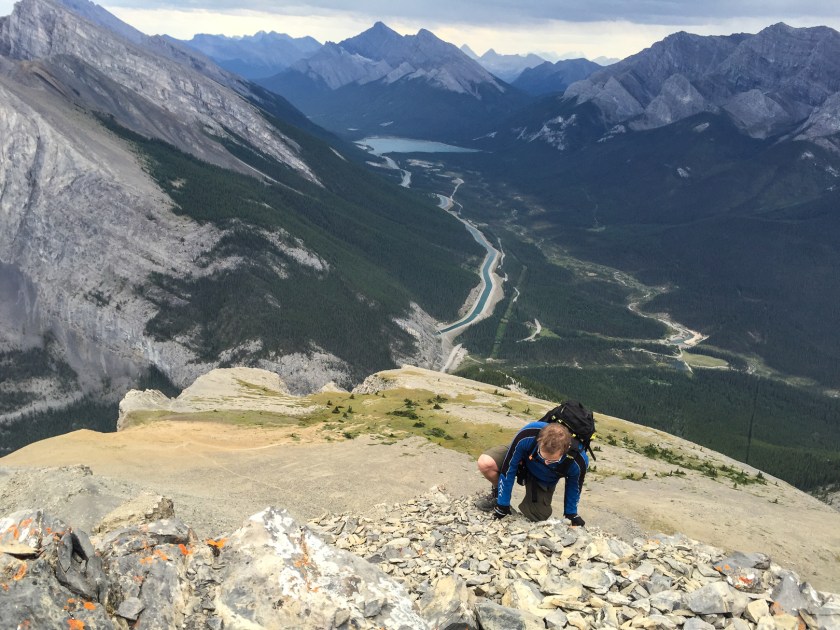 Stick to the exposed scramble on the right and you may find yourself using your hands as you climb to the summit