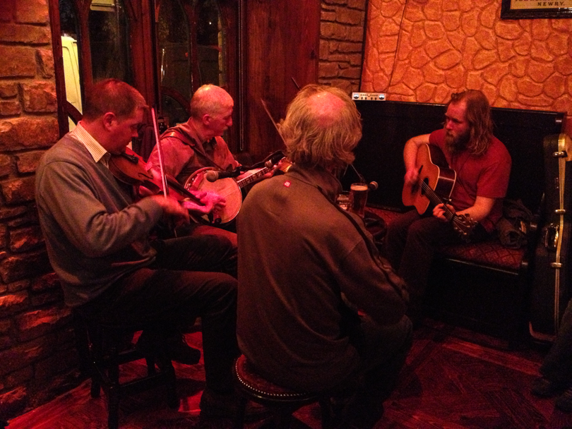 Listening to Irish music in a pub