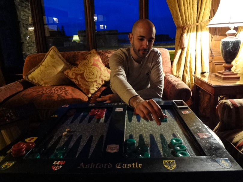 Playing a game in the drawing room. I think I was losing.