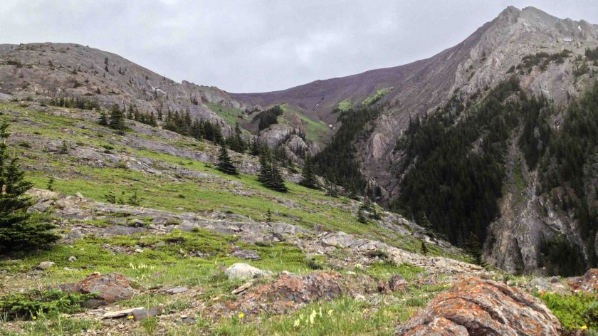 The south peak at the top right