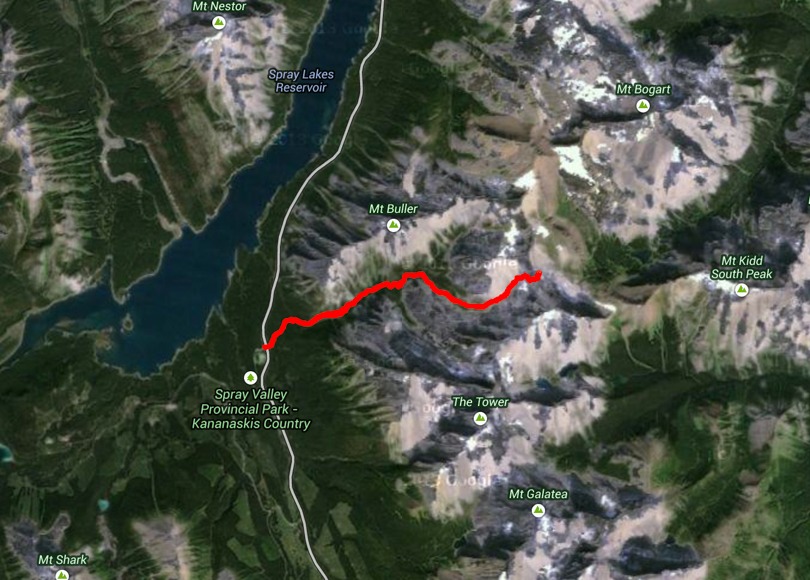 Buller Pass from Spray Lakes Road