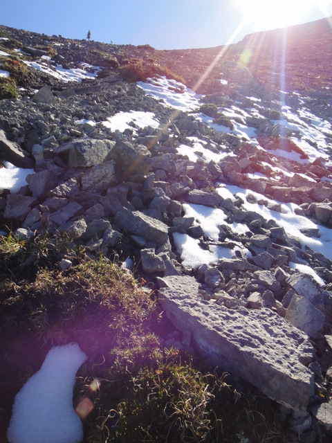 A little snow before reaching the summit