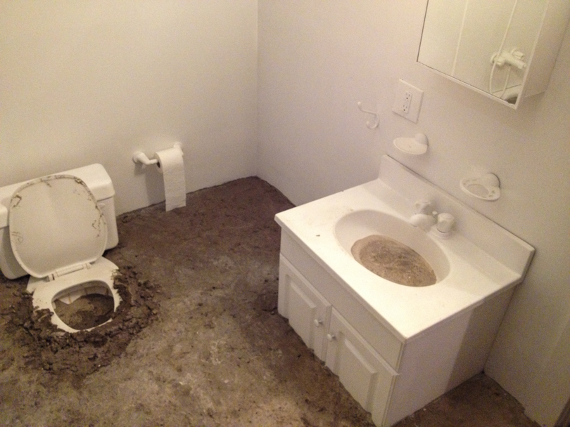 Concrete... representing the demolition? That's all I got.