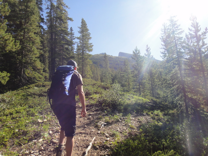 Starting the long hike to the summit (left).