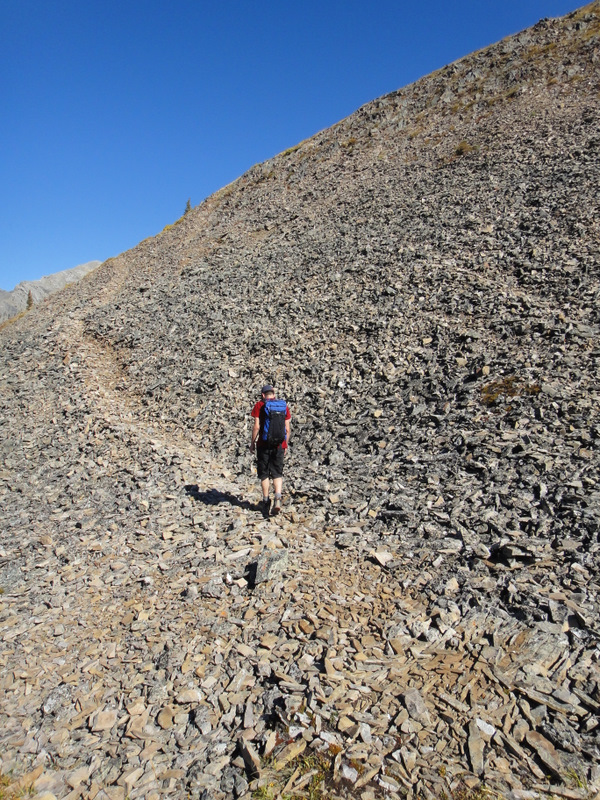 Paul hiking up the scramble
