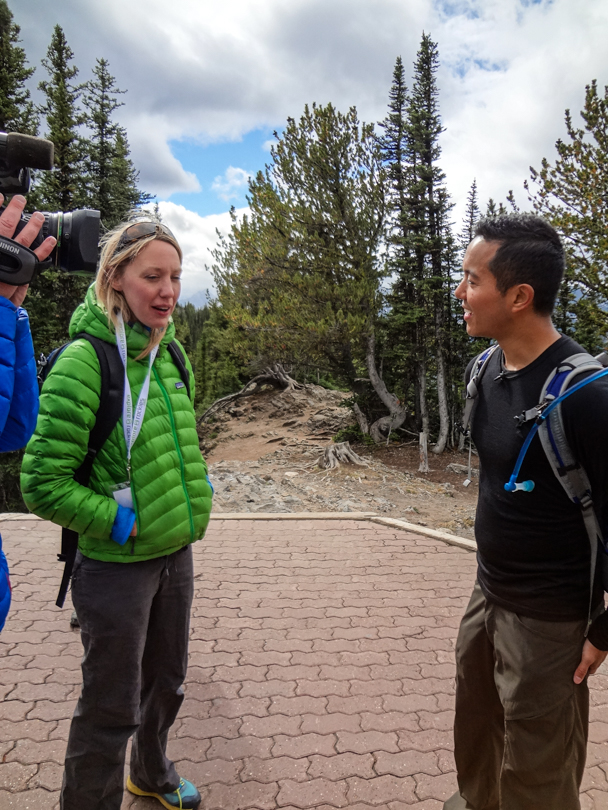 Being interviewed by Global TV's Jayme Doll