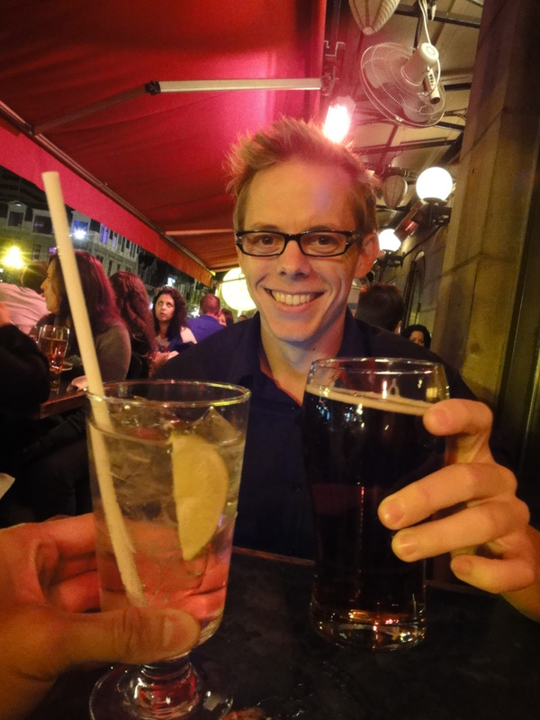 Enjoying a drink with Dan