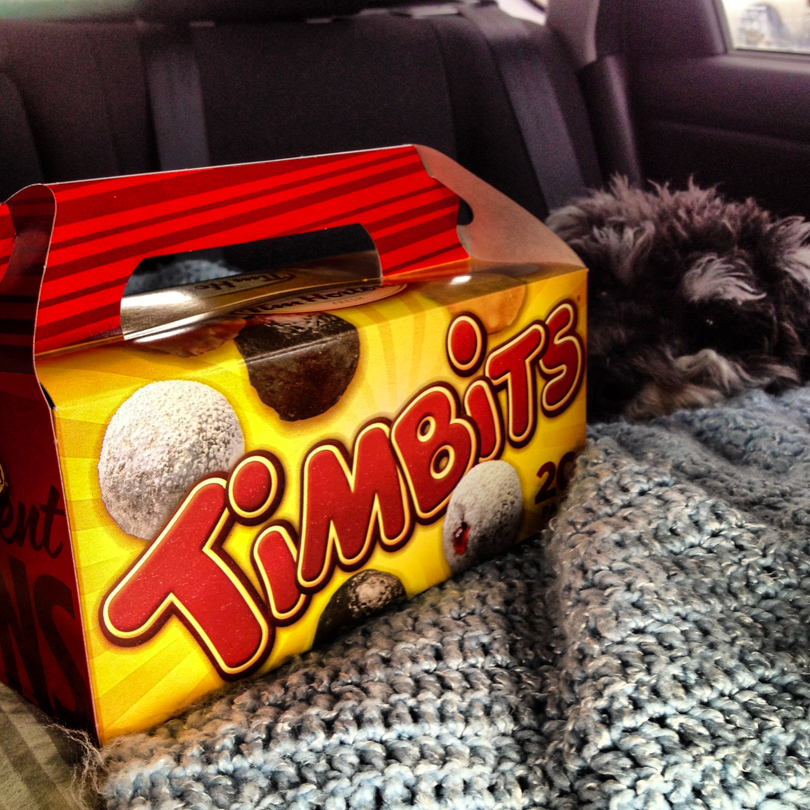 Every roadtrip begins with a box of timbits :)