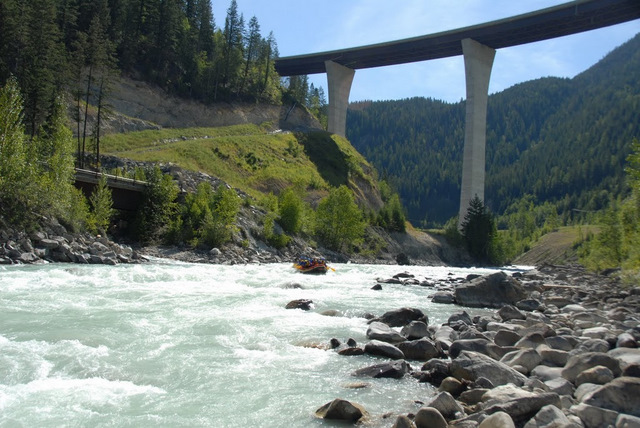 Rafting past Highway 1