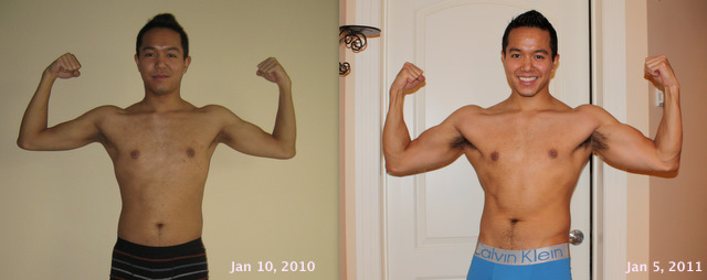 They tell you to take before and after photos while doing P90X. Shameless, or just plain awesome? (A little of both :D) Results after one year